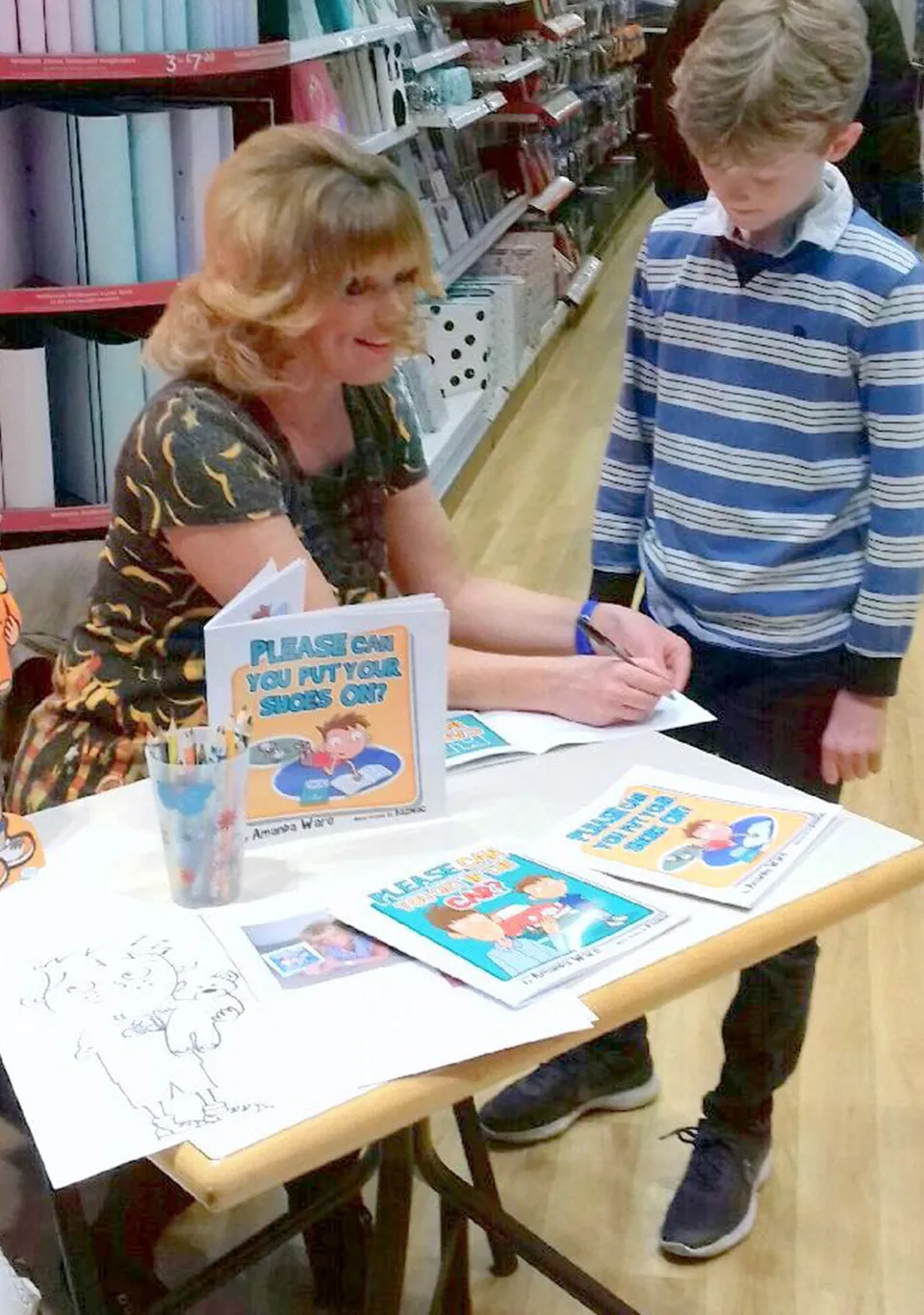 Please can you put your shoes on book signing
